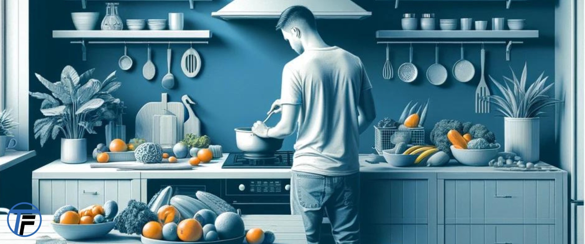 Optimale Ernaehrung zeigt einen jungen Mann beim kochen, für sein Personal Training in Zürich
